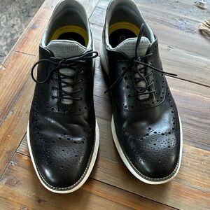 Cole Haan Black Leather Oxfords with White Sole-Original Grand